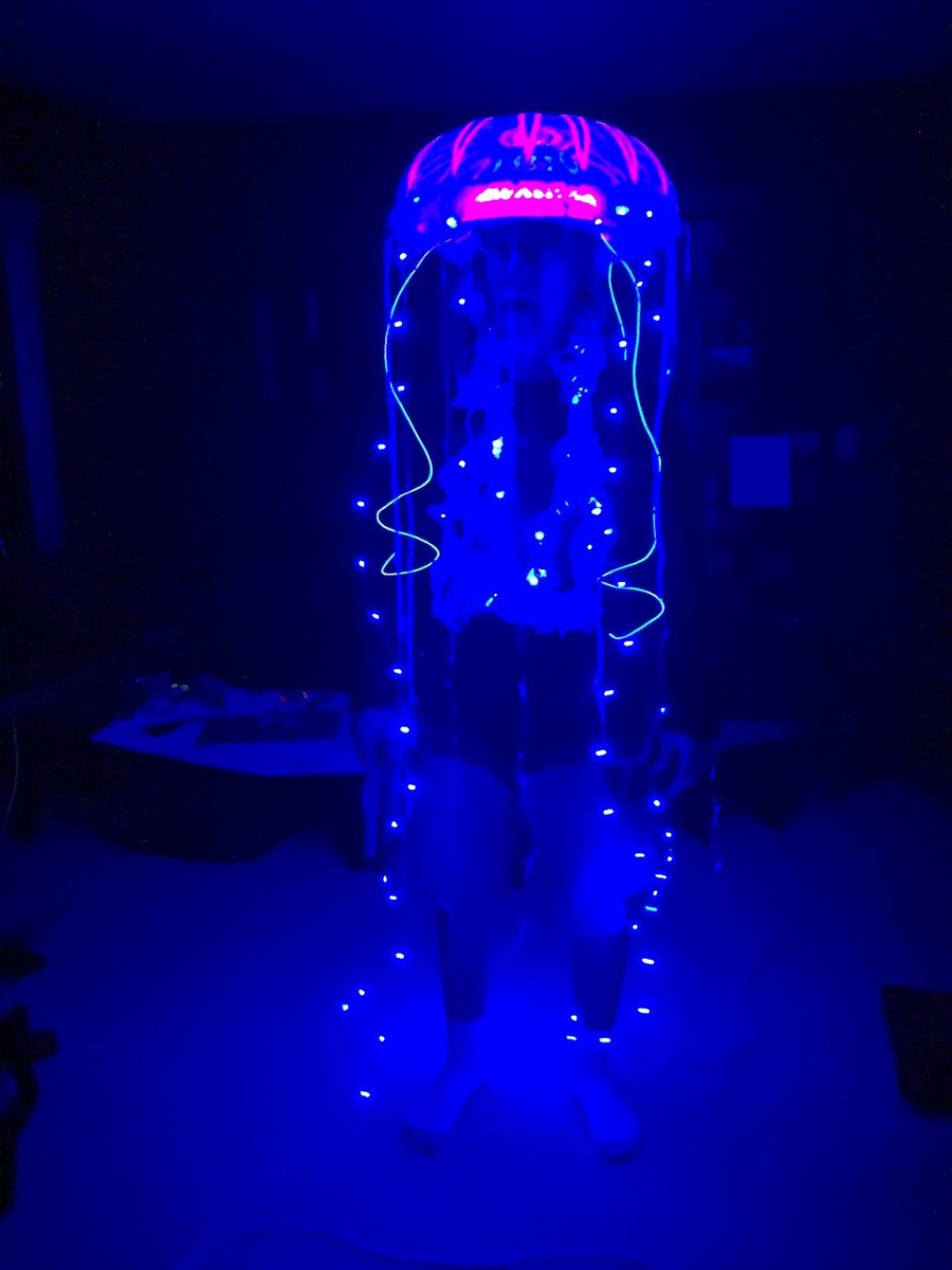 Illuminated Halloween costume of a jellyfish.