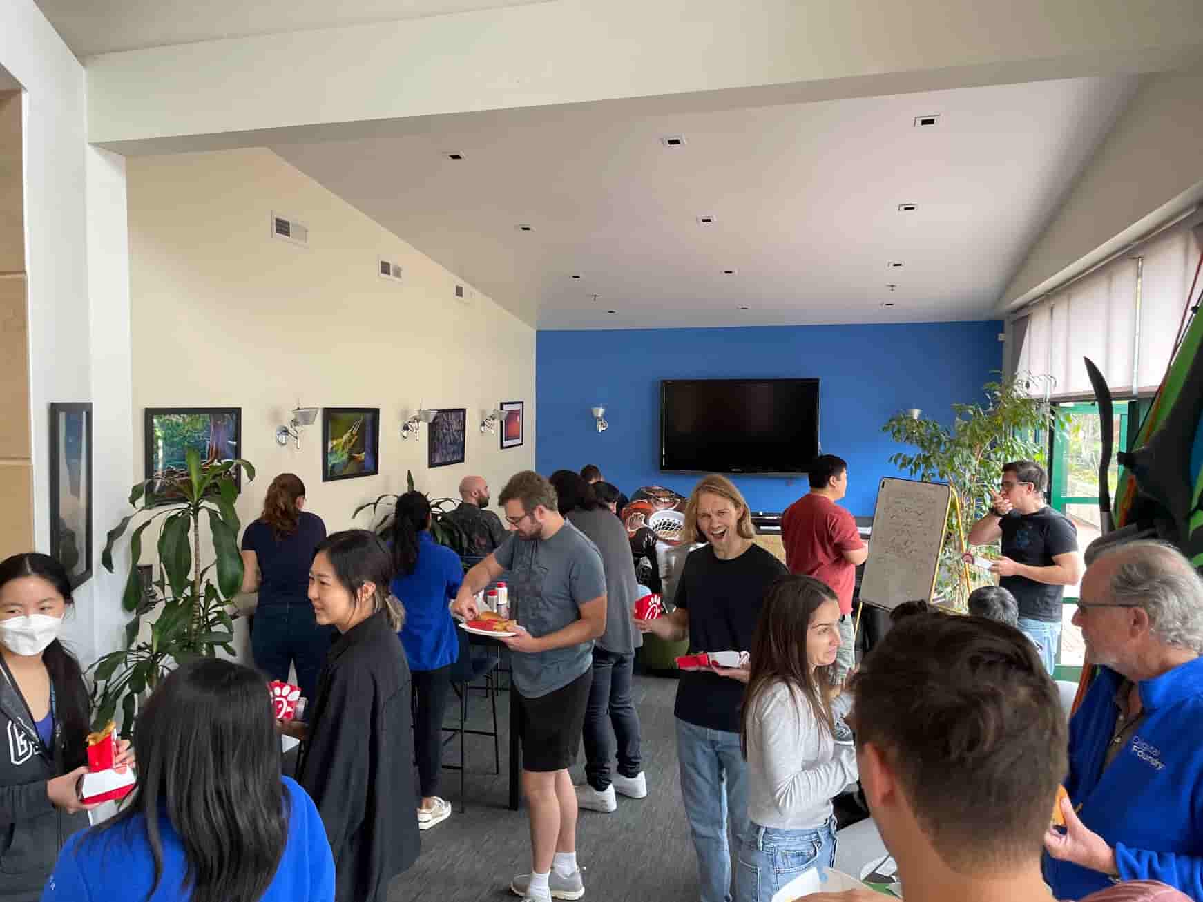 Group meal at the Digital Foundry office.