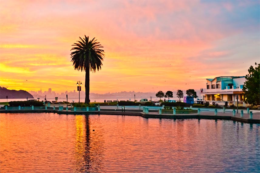 Sunrise over San Francisco from Tiburon.